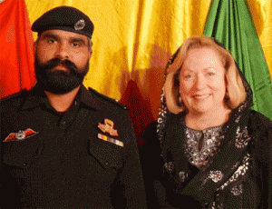 Christine Darg with Body Guard at a Gospel Meeting of Pastor Anwar Fazal